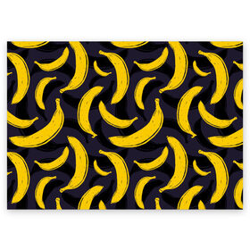 Поздравительная открытка с принтом Бананы в Тюмени, 100% бумага | плотность бумаги 280 г/м2, матовая, на обратной стороне линовка и место для марки
 | bananas | food. vegan | fruit | yellow | бананы | веган | еда | желтый | фрукты