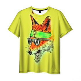 Мужская футболка 3D с принтом Лиса в очках в Тюмени, 100% полиэфир | прямой крой, круглый вырез горловины, длина до линии бедер | 3d | другие | живопись | животное | картинка | лиса | очки | прикольные | разноцветные | рисунок | смех | улыбка | цветные | яркие