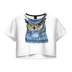 Женская футболка 3D укороченная с принтом Сова совушка совунья в Тюмени, 100% полиэстер | круглая горловина, длина футболки до линии талии, рукава с отворотами | owl | swag | свэг | сова