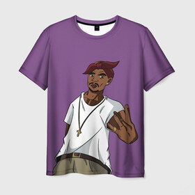 Мужская футболка 3D с принтом Шакур в Тюмени, 100% полиэфир | прямой крой, круглый вырез горловины, длина до линии бедер | 2pac | rap | shakur | tupac | рэп | тупак | шакур