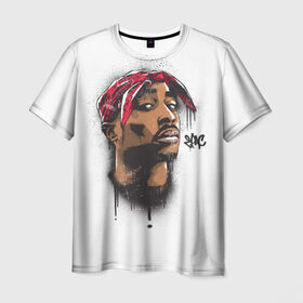 Мужская футболка 3D с принтом 2Pac в Тюмени, 100% полиэфир | прямой крой, круглый вырез горловины, длина до линии бедер | 2pac | rap | shakur | tupac | рэп | тупак | шакур