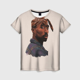 Женская футболка 3D с принтом Tupac в Тюмени, 100% полиэфир ( синтетическое хлопкоподобное полотно) | прямой крой, круглый вырез горловины, длина до линии бедер | 2pac | rap | shakur | tupac | рэп | тупак | шакур