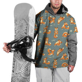 Накидка на куртку 3D с принтом Foxes yoga в Тюмени, 100% полиэстер |  | Тематика изображения на принте: fitness | fox | yoga | йога | лис | лиса | лисенок | фитнесс
