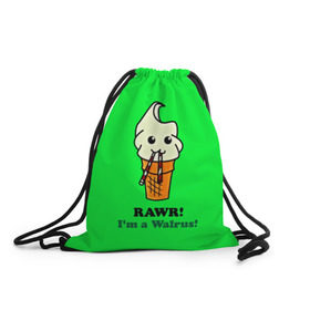 Рюкзак-мешок 3D с принтом Смешное мороженко в Тюмени, 100% полиэстер | плотность ткани — 200 г/м2, размер — 35 х 45 см; лямки — толстые шнурки, застежка на шнуровке, без карманов и подкладки | минимализм | мороженко | я морж