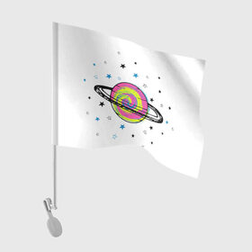 Флаг для автомобиля с принтом Планета в Тюмени, 100% полиэстер | Размер: 30*21 см | звезда | звезды | космос | планета | планеты | ракета | ракеты