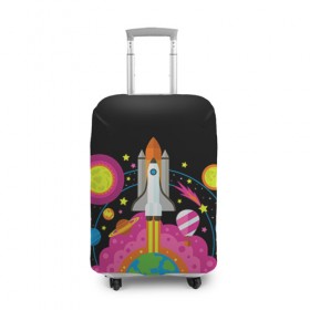 Чехол для чемодана 3D с принтом Космос в Тюмени, 86% полиэфир, 14% спандекс | двустороннее нанесение принта, прорези для ручек и колес | звезды | космос | планета | ракета