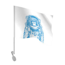 Флаг для автомобиля с принтом Космомакака в Тюмени, 100% полиэстер | Размер: 30*21 см | день космонавтики | звезда | звезды | космонавт | космонавты | космос | планета | планеты | ракета | ракеты