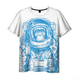 Мужская футболка 3D с принтом Космомакака в Тюмени, 100% полиэфир | прямой крой, круглый вырез горловины, длина до линии бедер | день космонавтики | звезда | звезды | космонавт | космонавты | космос | планета | планеты | ракета | ракеты