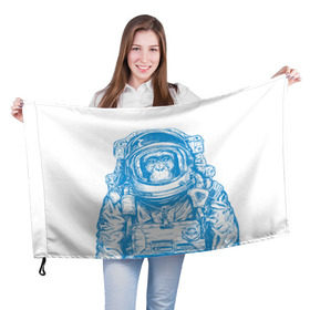 Флаг 3D с принтом Космомакака в Тюмени, 100% полиэстер | плотность ткани — 95 г/м2, размер — 67 х 109 см. Принт наносится с одной стороны | день космонавтики | звезда | звезды | космонавт | космонавты | космос | планета | планеты | ракета | ракеты