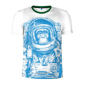 Мужская футболка 3D спортивная с принтом Космомакака в Тюмени, 100% полиэстер с улучшенными характеристиками | приталенный силуэт, круглая горловина, широкие плечи, сужается к линии бедра | день космонавтики | звезда | звезды | космонавт | космонавты | космос | планета | планеты | ракета | ракеты