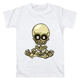 Мужская футболка хлопок с принтом Медитация в Тюмени, 100% хлопок | прямой крой, круглый вырез горловины, длина до линии бедер, слегка спущенное плечо. | йога | медитация | скелет | череп