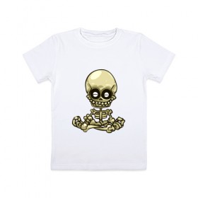 Детская футболка хлопок с принтом Медитация в Тюмени, 100% хлопок | круглый вырез горловины, полуприлегающий силуэт, длина до линии бедер | йога | медитация | скелет | череп