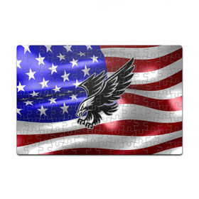 Пазл магнитный 126 элементов с принтом Флаг США с орлом в Тюмени, полимерный материал с магнитным слоем | 126 деталей, размер изделия —  180*270 мм | usa | америка | белоголовый | герб | государство | доллар | дядя сэм | звездно полосатый флаг | лысый | нато | оон | орел | птица | свобода | символ | соединённые штаты америки | страна | сша | штат