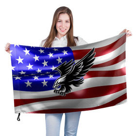 Флаг 3D с принтом Флаг США с орлом в Тюмени, 100% полиэстер | плотность ткани — 95 г/м2, размер — 67 х 109 см. Принт наносится с одной стороны | usa | америка | белоголовый | герб | государство | доллар | дядя сэм | звездно полосатый флаг | лысый | нато | оон | орел | птица | свобода | символ | соединённые штаты америки | страна | сша | штат