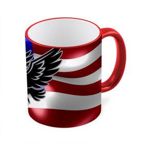 Кружка 3D с принтом Флаг США с орлом в Тюмени, керамика | ёмкость 330 мл | Тематика изображения на принте: usa | америка | белоголовый | герб | государство | доллар | дядя сэм | звездно полосатый флаг | лысый | нато | оон | орел | птица | свобода | символ | соединённые штаты америки | страна | сша | штат