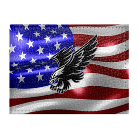 Обложка для студенческого билета с принтом Флаг США с орлом в Тюмени, натуральная кожа | Размер: 11*8 см; Печать на всей внешней стороне | usa | америка | белоголовый | герб | государство | доллар | дядя сэм | звездно полосатый флаг | лысый | нато | оон | орел | птица | свобода | символ | соединённые штаты америки | страна | сша | штат