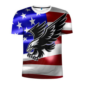 Мужская футболка 3D спортивная с принтом Флаг США с орлом в Тюмени, 100% полиэстер с улучшенными характеристиками | приталенный силуэт, круглая горловина, широкие плечи, сужается к линии бедра | usa | америка | белоголовый | герб | государство | доллар | дядя сэм | звездно полосатый флаг | лысый | нато | оон | орел | птица | свобода | символ | соединённые штаты америки | страна | сша | штат