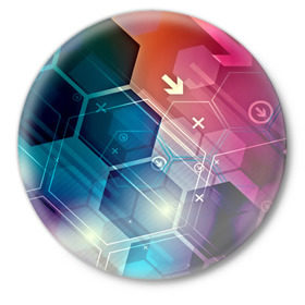 Значок с принтом Hi-tech в Тюмени,  металл | круглая форма, металлическая застежка в виде булавки | Тематика изображения на принте: html | коды | нано | программный код | синий | хайтек