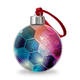 Ёлочный шар с принтом Hi-tech в Тюмени, Пластик | Диаметр: 77 мм | html | коды | нано | программный код | синий | хайтек
