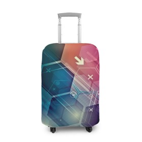 Чехол для чемодана 3D с принтом Hi-tech в Тюмени, 86% полиэфир, 14% спандекс | двустороннее нанесение принта, прорези для ручек и колес | html | коды | нано | программный код | синий | хайтек