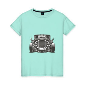Женская футболка хлопок с принтом Hot Rod в Тюмени, 100% хлопок | прямой крой, круглый вырез горловины, длина до линии бедер, слегка спущенное плечо | авто | автомобиль | классика | машина | огонь | пламя | ретро | род | суперкар | хот