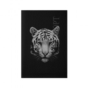 Обложка для паспорта матовая кожа с принтом Тигр в Тюмени, натуральная матовая кожа | размер 19,3 х 13,7 см; прозрачные пластиковые крепления | белый тигр | кошка | тигр