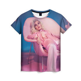 Женская футболка 3D с принтом Katy Perry в Тюмени, 100% полиэфир ( синтетическое хлопкоподобное полотно) | прямой крой, круглый вырез горловины, длина до линии бедер | Тематика изображения на принте: katy perry | кэти перри