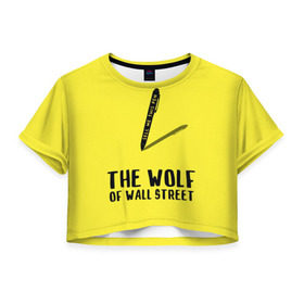 Женская футболка 3D укороченная с принтом Волк с Уолл Стрит в Тюмени, 100% полиэстер | круглая горловина, длина футболки до линии талии, рукава с отворотами | the wolf of wall street | волк с уолл стрит | леонардо дикаприо | мартин скорсезе | продай мне эту ручку