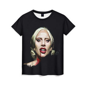 Женская футболка 3D с принтом Леди Гага в Тюмени, 100% полиэфир ( синтетическое хлопкоподобное полотно) | прямой крой, круглый вырез горловины, длина до линии бедер | lady gaga | леди гага