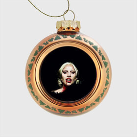 Стеклянный ёлочный шар с принтом Леди Гага в Тюмени, Стекло | Диаметр: 80 мм | Тематика изображения на принте: lady gaga | леди гага