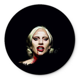 Коврик круглый с принтом Леди Гага в Тюмени, резина и полиэстер | круглая форма, изображение наносится на всю лицевую часть | lady gaga | леди гага