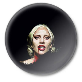 Значок с принтом Леди Гага в Тюмени,  металл | круглая форма, металлическая застежка в виде булавки | Тематика изображения на принте: lady gaga | леди гага