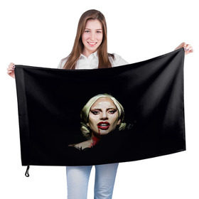 Флаг 3D с принтом Леди Гага в Тюмени, 100% полиэстер | плотность ткани — 95 г/м2, размер — 67 х 109 см. Принт наносится с одной стороны | lady gaga | леди гага