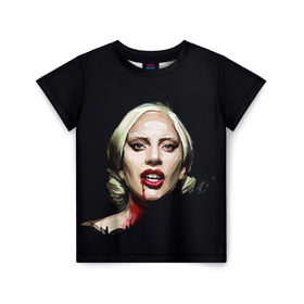 Детская футболка 3D с принтом Леди Гага в Тюмени, 100% гипоаллергенный полиэфир | прямой крой, круглый вырез горловины, длина до линии бедер, чуть спущенное плечо, ткань немного тянется | Тематика изображения на принте: lady gaga | леди гага