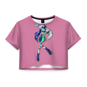 Женская футболка 3D укороченная с принтом Bonnie в Тюмени, 100% полиэстер | круглая горловина, длина футболки до линии талии, рукава с отворотами | 