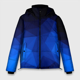 Мужская зимняя куртка 3D с принтом Синие полигоны в Тюмени, верх — 100% полиэстер; подкладка — 100% полиэстер; утеплитель — 100% полиэстер | длина ниже бедра, свободный силуэт Оверсайз. Есть воротник-стойка, отстегивающийся капюшон и ветрозащитная планка. 

Боковые карманы с листочкой на кнопках и внутренний карман на молнии. | абстракция | бумага | геометрия | грани | изгиб | линии | полигоны | полосы | постель | розовый | сочетания | текстура | треугольники