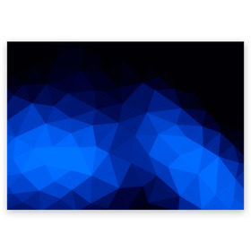 Поздравительная открытка с принтом Синие полигоны в Тюмени, 100% бумага | плотность бумаги 280 г/м2, матовая, на обратной стороне линовка и место для марки
 | абстракция | бумага | геометрия | грани | изгиб | линии | полигоны | полосы | постель | розовый | сочетания | текстура | треугольники