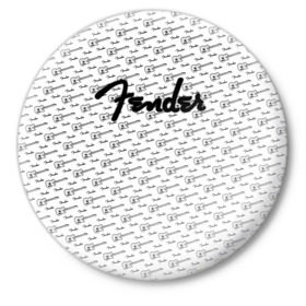Значок с принтом Fender в Тюмени,  металл | круглая форма, металлическая застежка в виде булавки | fender | gibson | guitar | ibanez | music | rock | гитара | музыка | рок