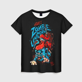 Женская футболка 3D с принтом Зомби в Тюмени, 100% полиэфир ( синтетическое хлопкоподобное полотно) | прямой крой, круглый вырез горловины, длина до линии бедер | 3d | zombi | арт | другие | единорог | заяц | зомби | мозги | популярные | прикольные