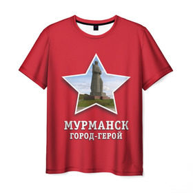 Мужская футболка 3D с принтом Мурманск город-герой в Тюмени, 100% полиэфир | прямой крой, круглый вырез горловины, длина до линии бедер | Тематика изображения на принте: 9мая | великая | война | герой | город | день | мурманск | отечественная | победы