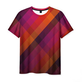 Мужская футболка 3D с принтом Ромбы, красная текстура в Тюмени, 100% полиэфир | прямой крой, круглый вырез горловины, длина до линии бедер | геометрия | грязный метал | красные | линии | металлический | полосы | ромбы | серые | текстура