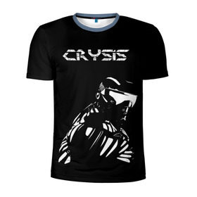Мужская футболка 3D спортивная с принтом CRYSIS в Тюмени, 100% полиэстер с улучшенными характеристиками | приталенный силуэт, круглая горловина, широкие плечи, сужается к линии бедра | crysis | другие | игра | крайзис | кризис | надпись | прикольные | пророк | черно белый