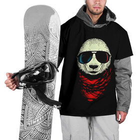 Накидка на куртку 3D с принтом Панда Хипстер в Тюмени, 100% полиэстер |  | 3d | бандана | животные | медвежата | очки | панда хипстер | прикольные | стильные