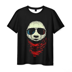 Мужская футболка 3D с принтом Панда Хипстер в Тюмени, 100% полиэфир | прямой крой, круглый вырез горловины, длина до линии бедер | Тематика изображения на принте: 3d | бандана | животные | медвежата | очки | панда хипстер | прикольные | стильные