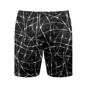 Мужские шорты 3D спортивные с принтом Колючая проволка в Тюмени,  |  | белый | гранж | забор | колючка | ограда | паттерн | черно белый | черный | шипы