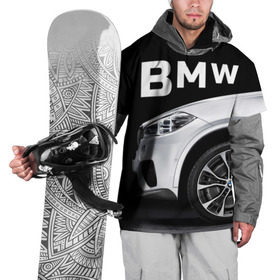 Накидка на куртку 3D с принтом BMW белая в Тюмени, 100% полиэстер |  | bmw | x3 x4 x5 x6 x7 x8 | авто | автомобиль | блатная | бмв | бумер | бэха | иномарка | концерн | красивая | крутая | марка немецкая | машина | пацанский таз | прикольная | тачила | тачка