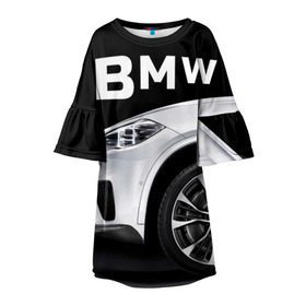 Детское платье 3D с принтом BMW белая в Тюмени, 100% полиэстер | прямой силуэт, чуть расширенный к низу. Круглая горловина, на рукавах — воланы | bmw | x3 x4 x5 x6 x7 x8 | авто | автомобиль | блатная | бмв | бумер | бэха | иномарка | концерн | красивая | крутая | марка немецкая | машина | пацанский таз | прикольная | тачила | тачка