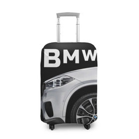 Чехол для чемодана 3D с принтом BMW белая в Тюмени, 86% полиэфир, 14% спандекс | двустороннее нанесение принта, прорези для ручек и колес | bmw | x3 x4 x5 x6 x7 x8 | авто | автомобиль | блатная | бмв | бумер | бэха | иномарка | концерн | красивая | крутая | марка немецкая | машина | пацанский таз | прикольная | тачила | тачка