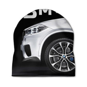 Шапка 3D с принтом BMW белая в Тюмени, 100% полиэстер | универсальный размер, печать по всей поверхности изделия | bmw | x3 x4 x5 x6 x7 x8 | авто | автомобиль | блатная | бмв | бумер | бэха | иномарка | концерн | красивая | крутая | марка немецкая | машина | пацанский таз | прикольная | тачила | тачка