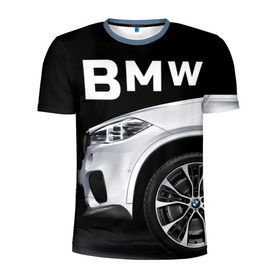 Мужская футболка 3D спортивная с принтом BMW белая в Тюмени, 100% полиэстер с улучшенными характеристиками | приталенный силуэт, круглая горловина, широкие плечи, сужается к линии бедра | Тематика изображения на принте: bmw | x3 x4 x5 x6 x7 x8 | авто | автомобиль | блатная | бмв | бумер | бэха | иномарка | концерн | красивая | крутая | марка немецкая | машина | пацанский таз | прикольная | тачила | тачка